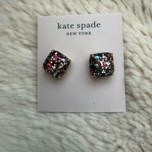 Kate Spade Colorful Glitter Square Earrings NEW